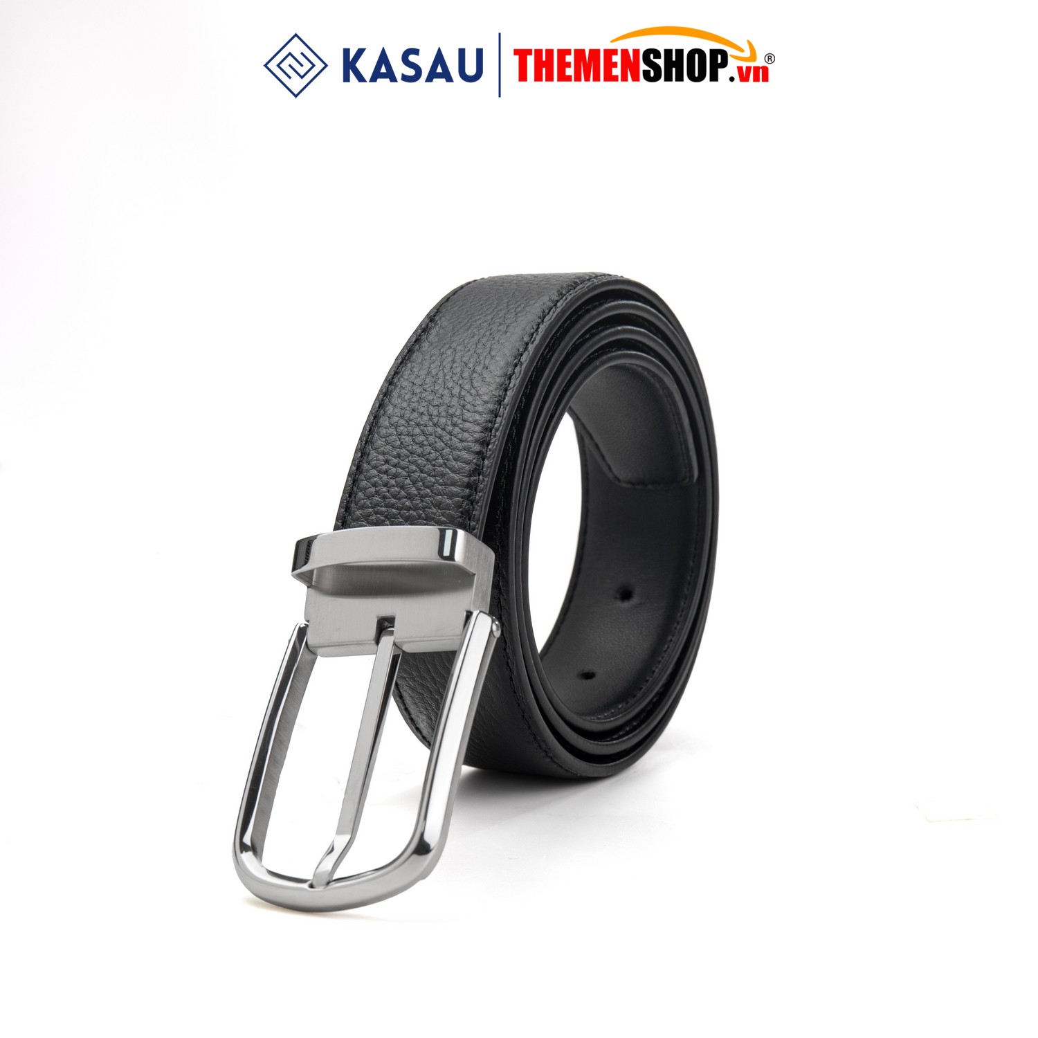Dây thắt lưng nam hiệu KASAU khóa lỗ bản 3.4cm KS02KL34
