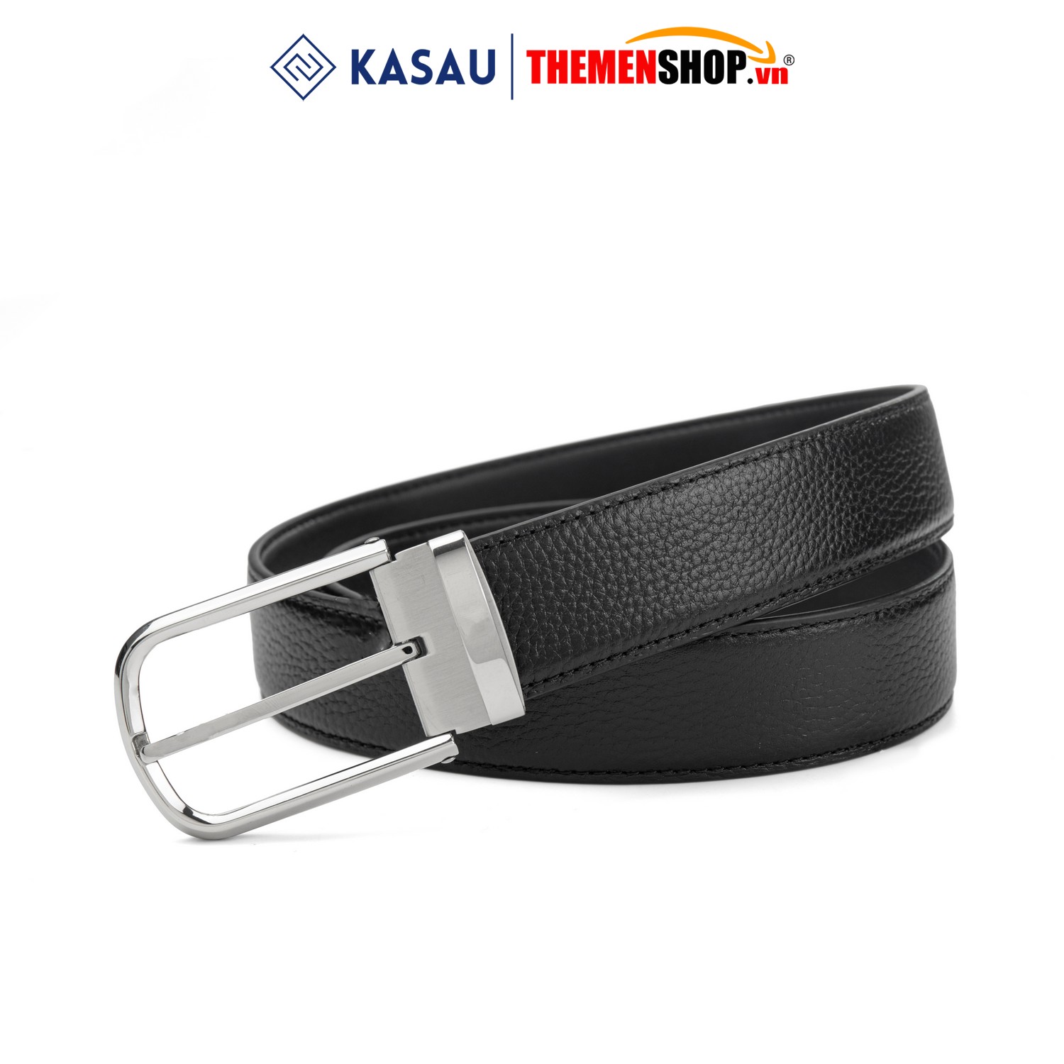 Dây thắt lưng nam hiệu KASAU khóa lỗ bản 3.4cm KS02KL34