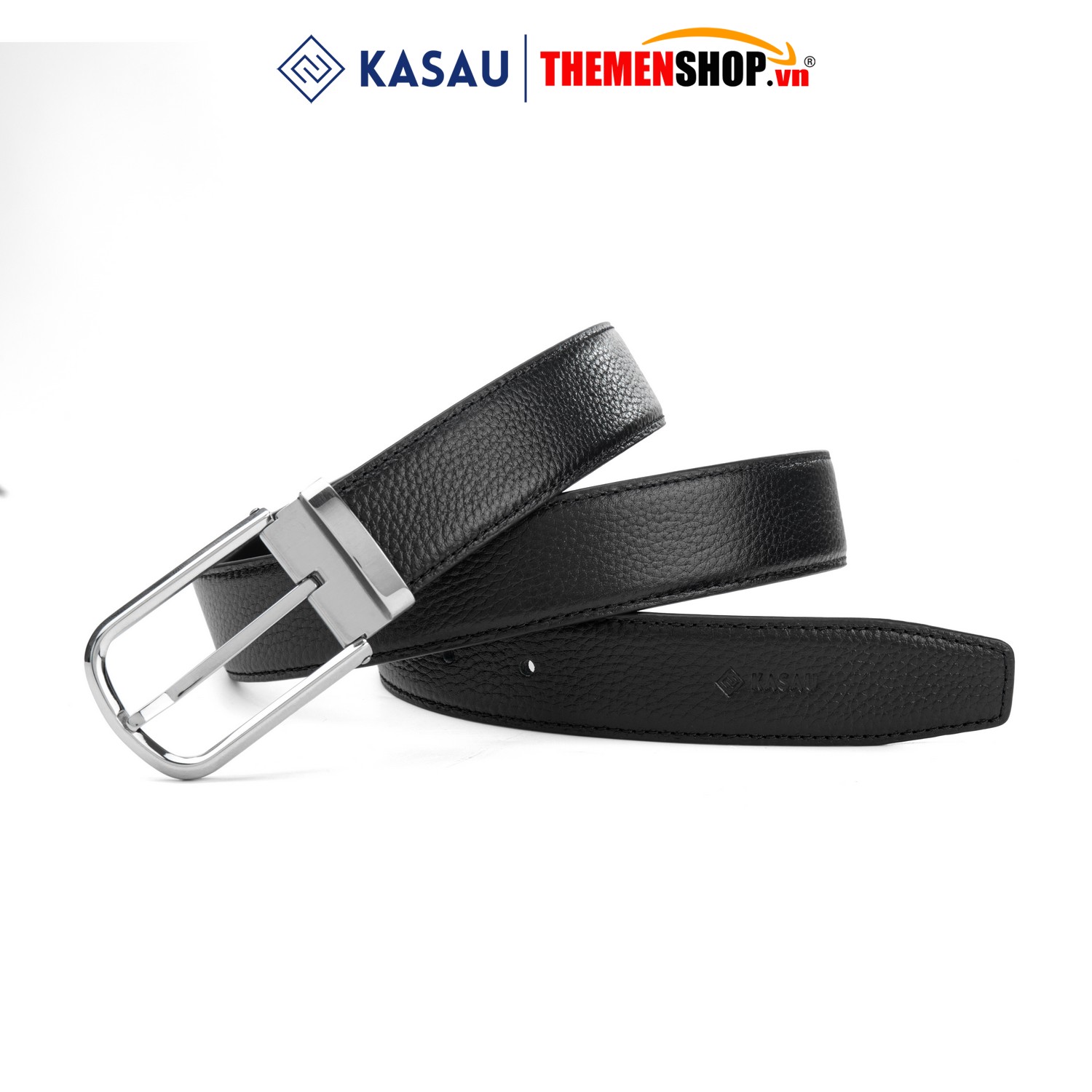 Dây thắt lưng nam hiệu KASAU khóa lỗ bản 3.4cm KS02KL34