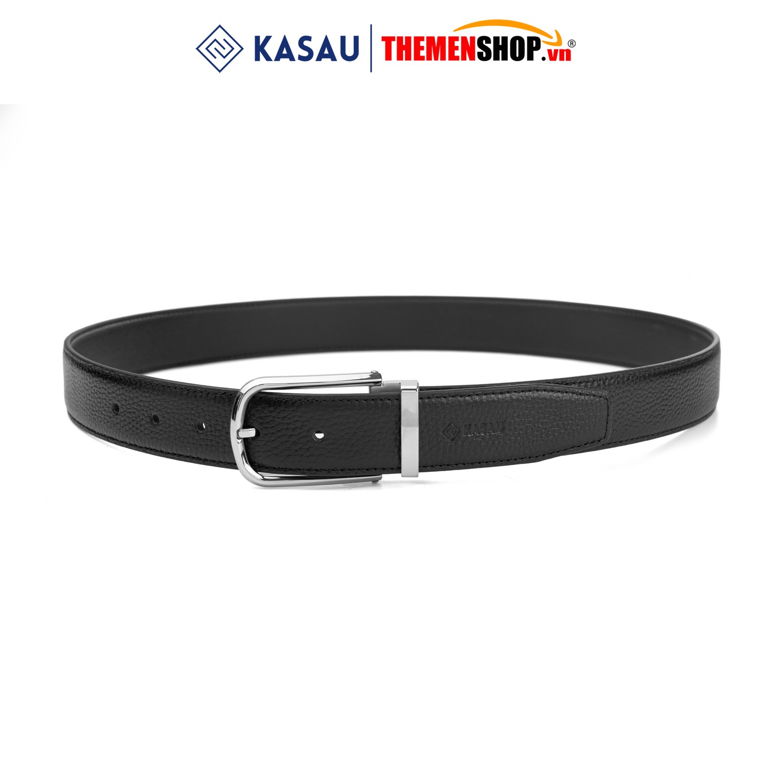 Dây thắt lưng nam hiệu KASAU khóa lỗ bản 3.4cm KS02KL34