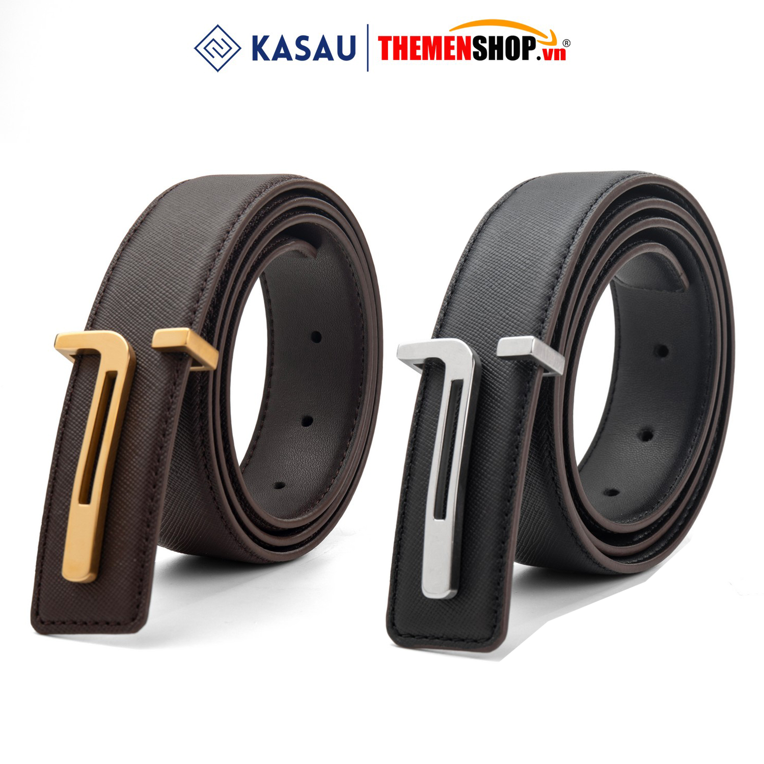 Dây thắt lưng nam hiệu KASAU khóa lỗ bản 3.4cm KS03KL34