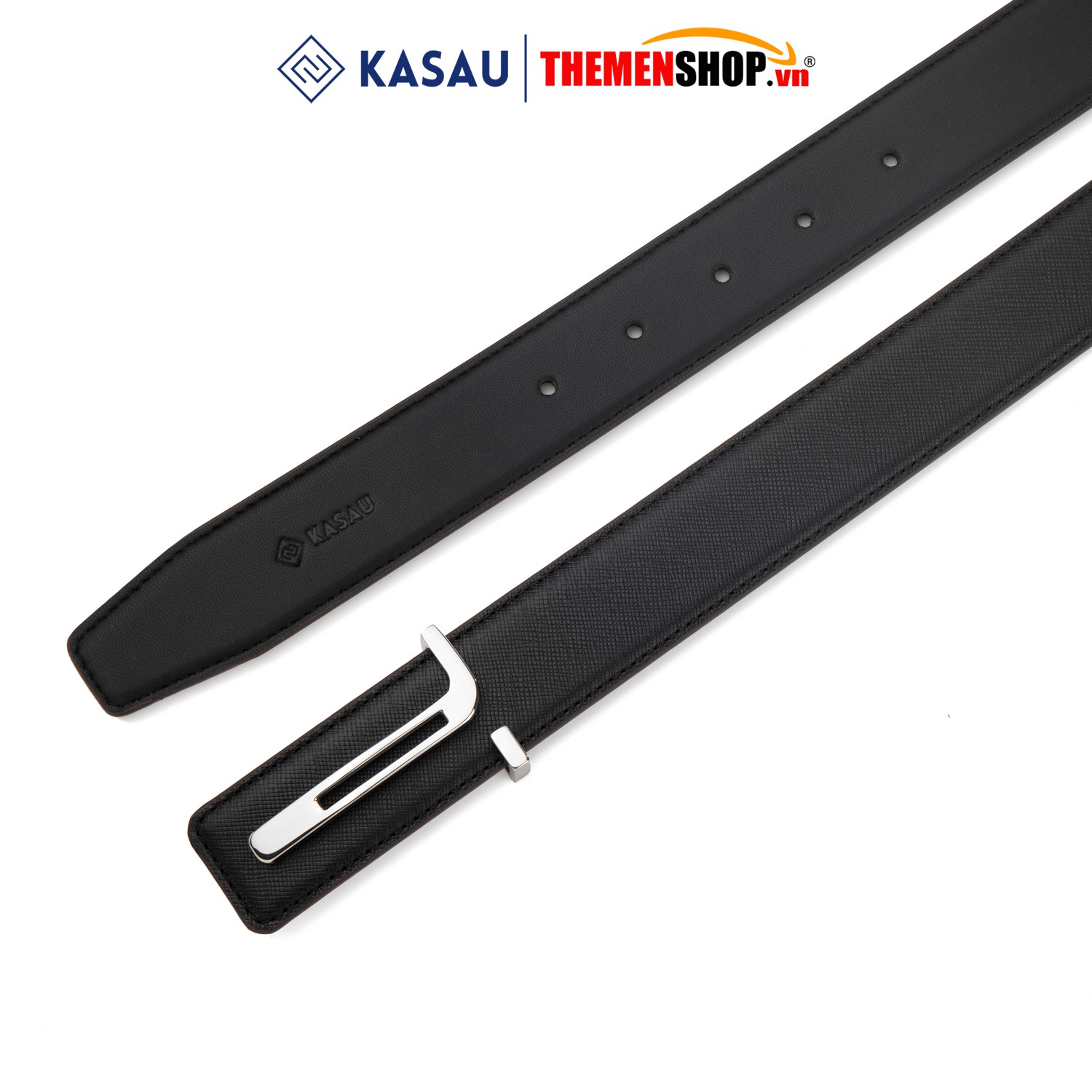 Dây thắt lưng nam hiệu KASAU khóa lỗ bản 3.4cm KS03KL34