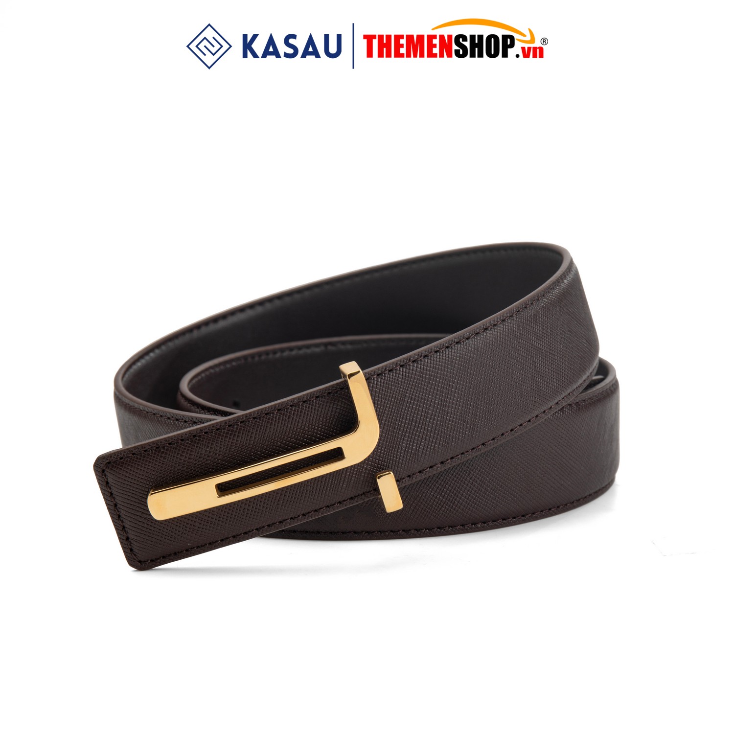 Dây thắt lưng nam hiệu KASAU khóa lỗ bản 3.4cm KS03KL34