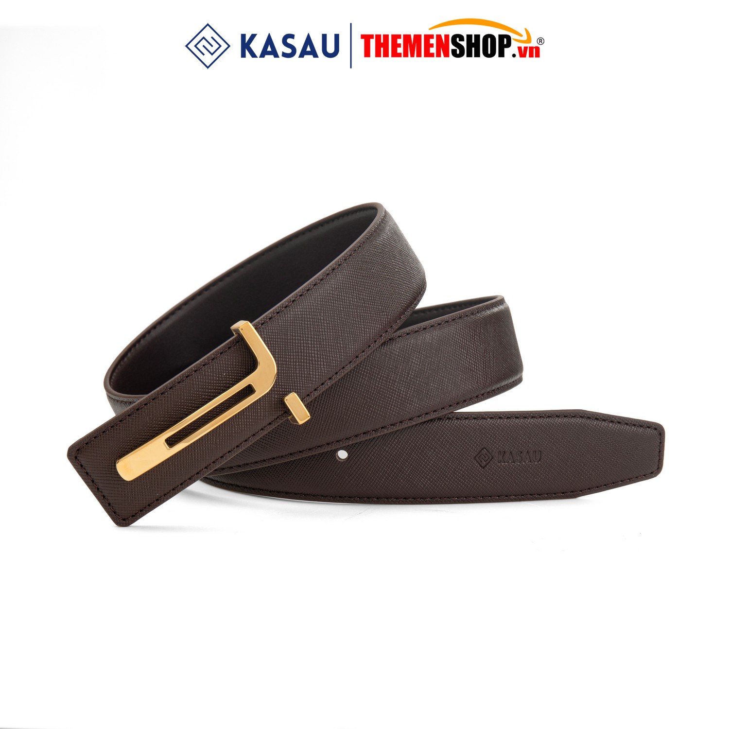 Dây thắt lưng nam hiệu KASAU khóa lỗ bản 3.4cm KS03KL34