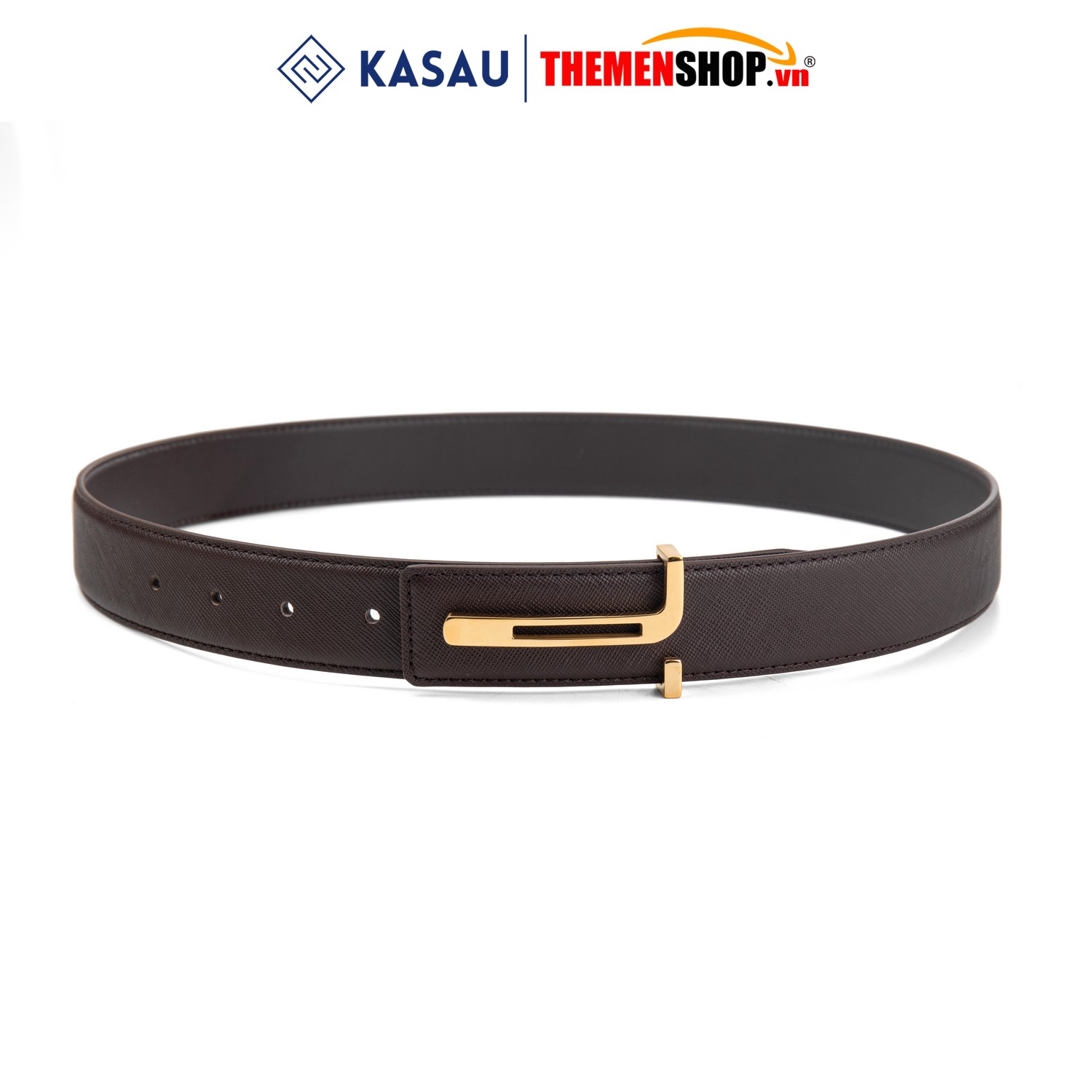 Dây thắt lưng nam hiệu KASAU khóa lỗ bản 3.4cm KS03KL34