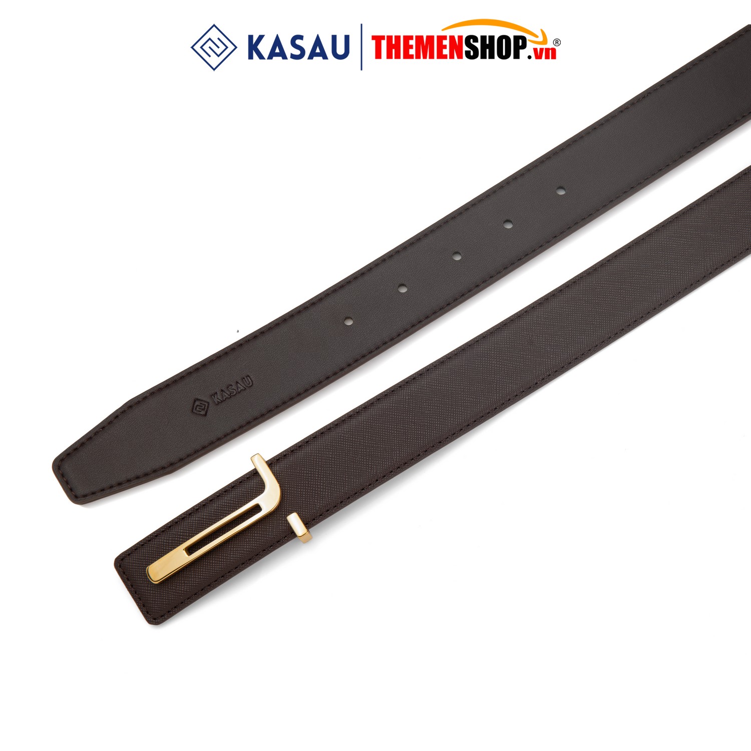 Dây thắt lưng nam hiệu KASAU khóa lỗ bản 3.4cm KS03KL34