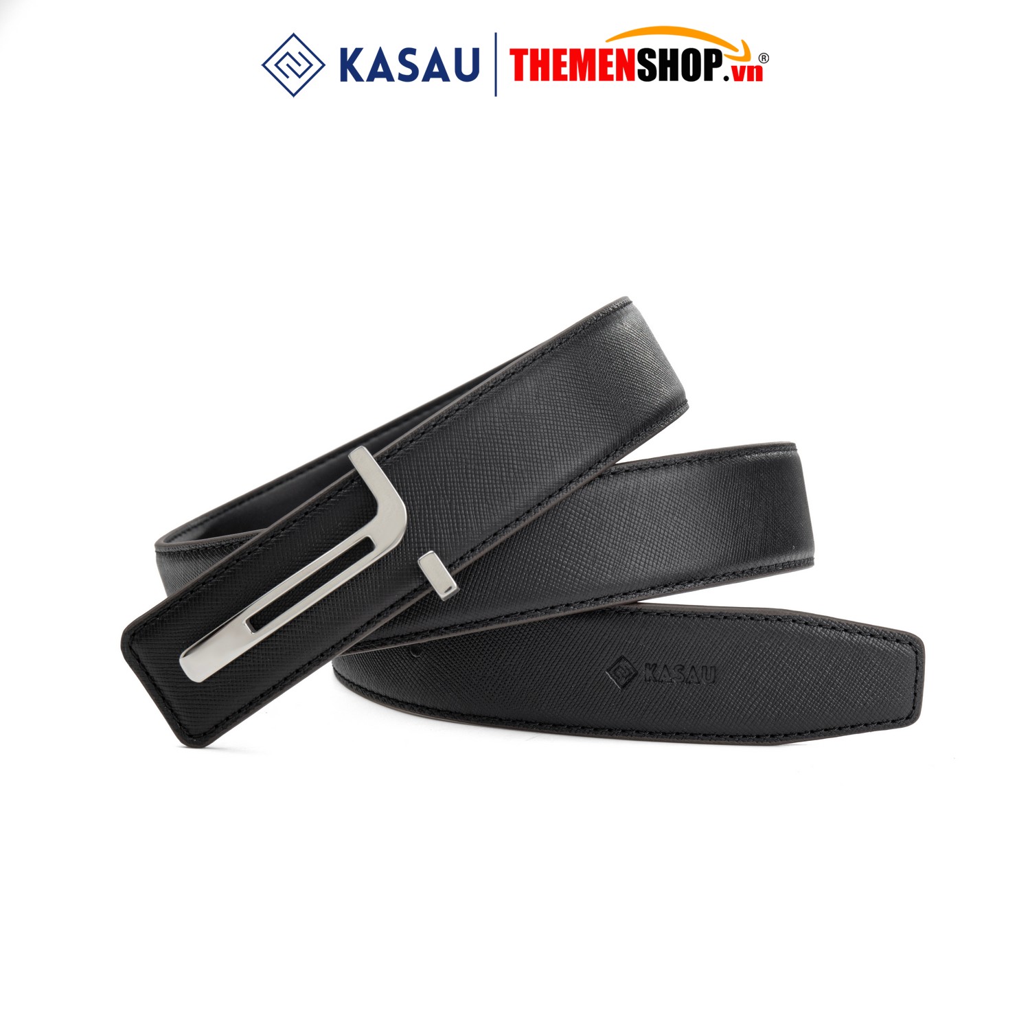 Dây thắt lưng nam hiệu KASAU khóa lỗ bản 3.4cm KS03KL34