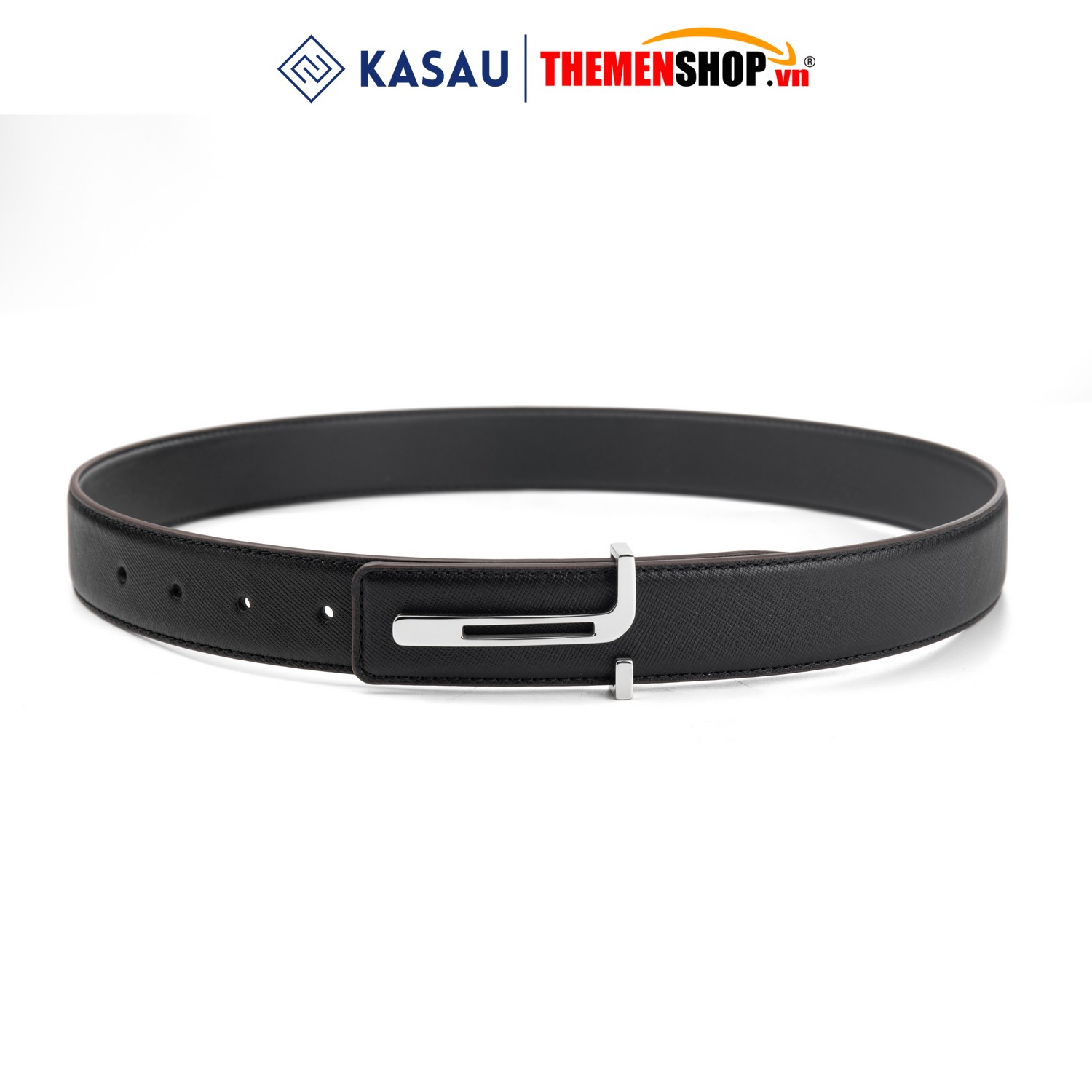 Dây thắt lưng nam hiệu KASAU khóa lỗ bản 3.4cm KS03KL34