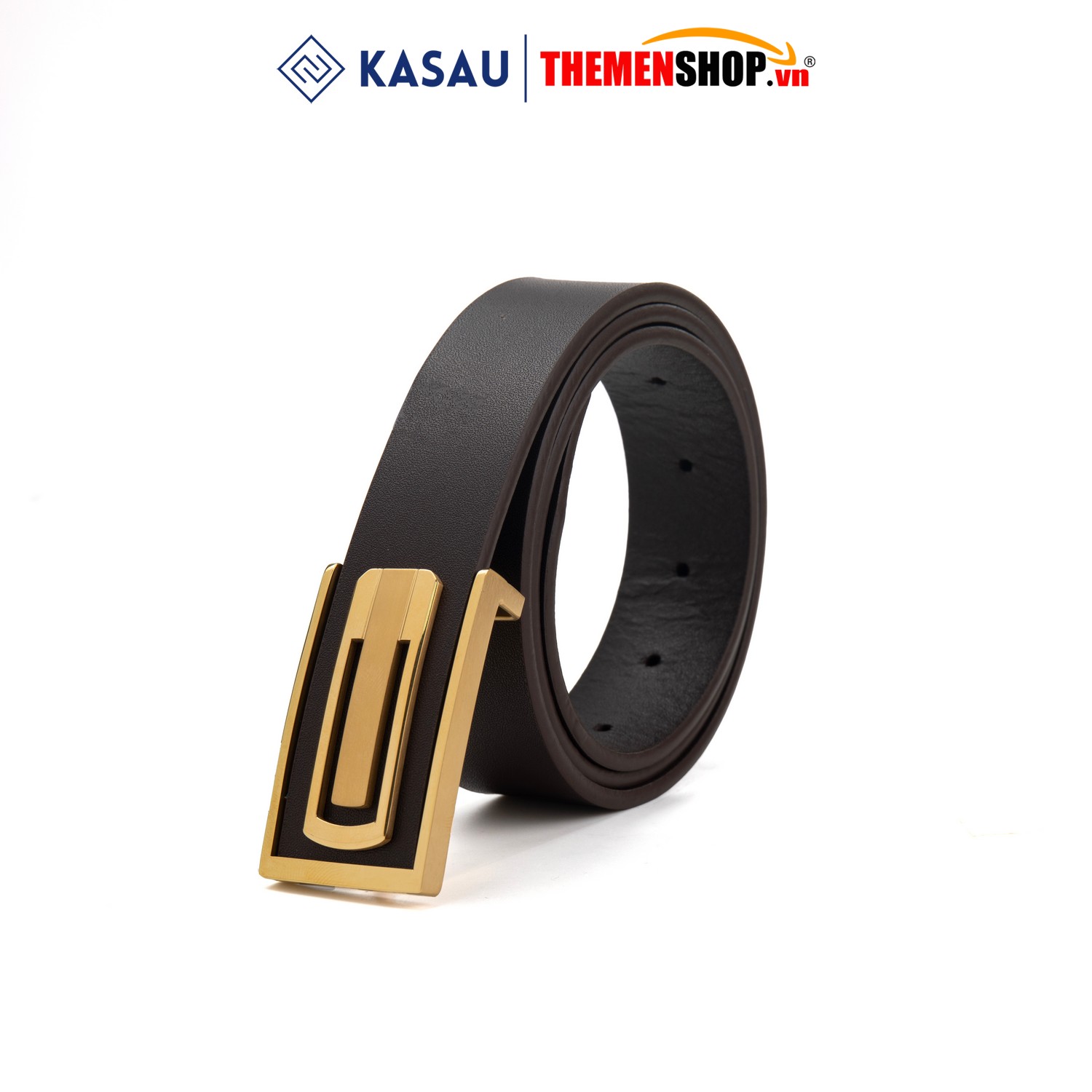 Dây thắt lưng nam hiệu KASAU khóa lỗ bản 3.4cm KS05KL34
