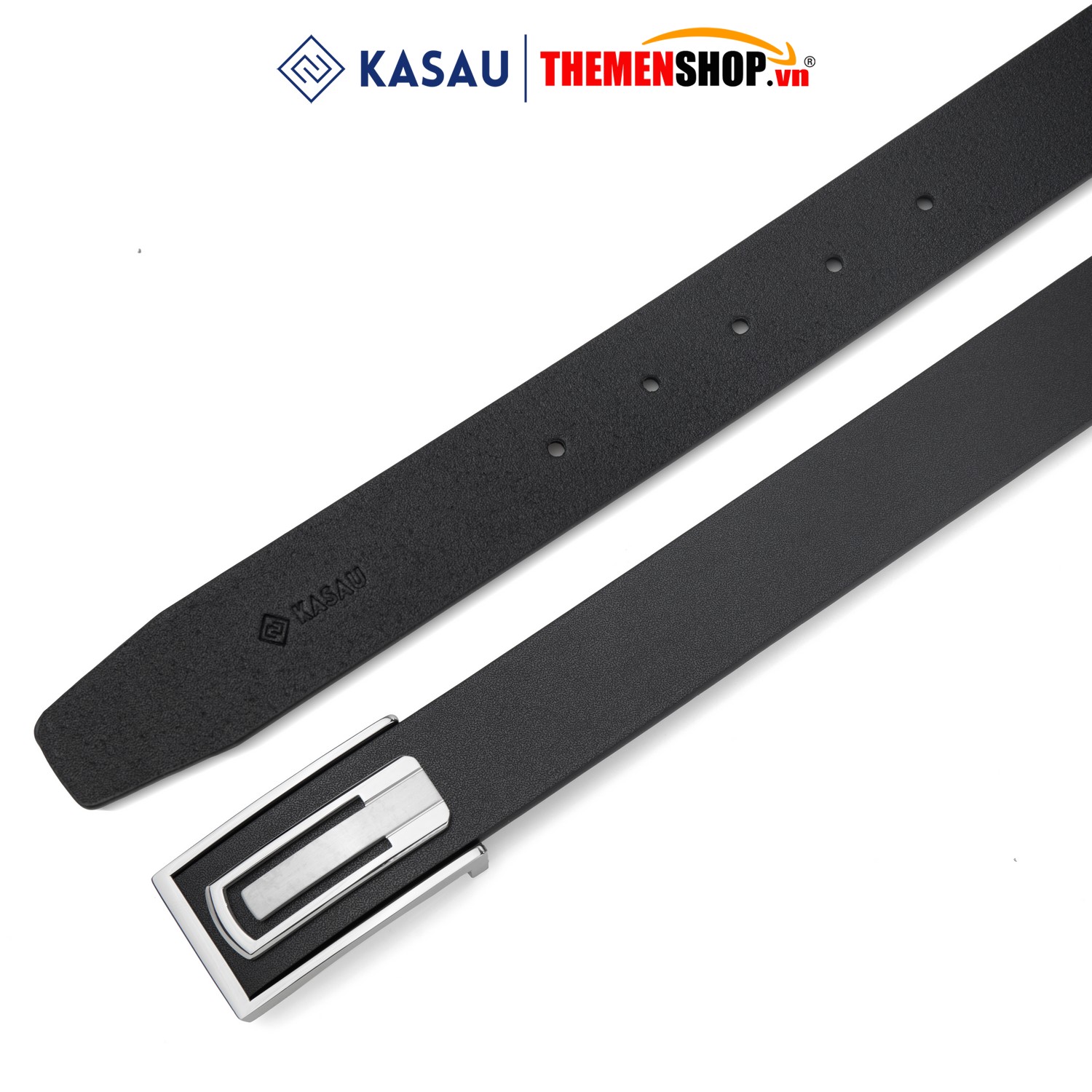 Dây thắt lưng nam hiệu KASAU khóa lỗ bản 3.4cm KS05KL34