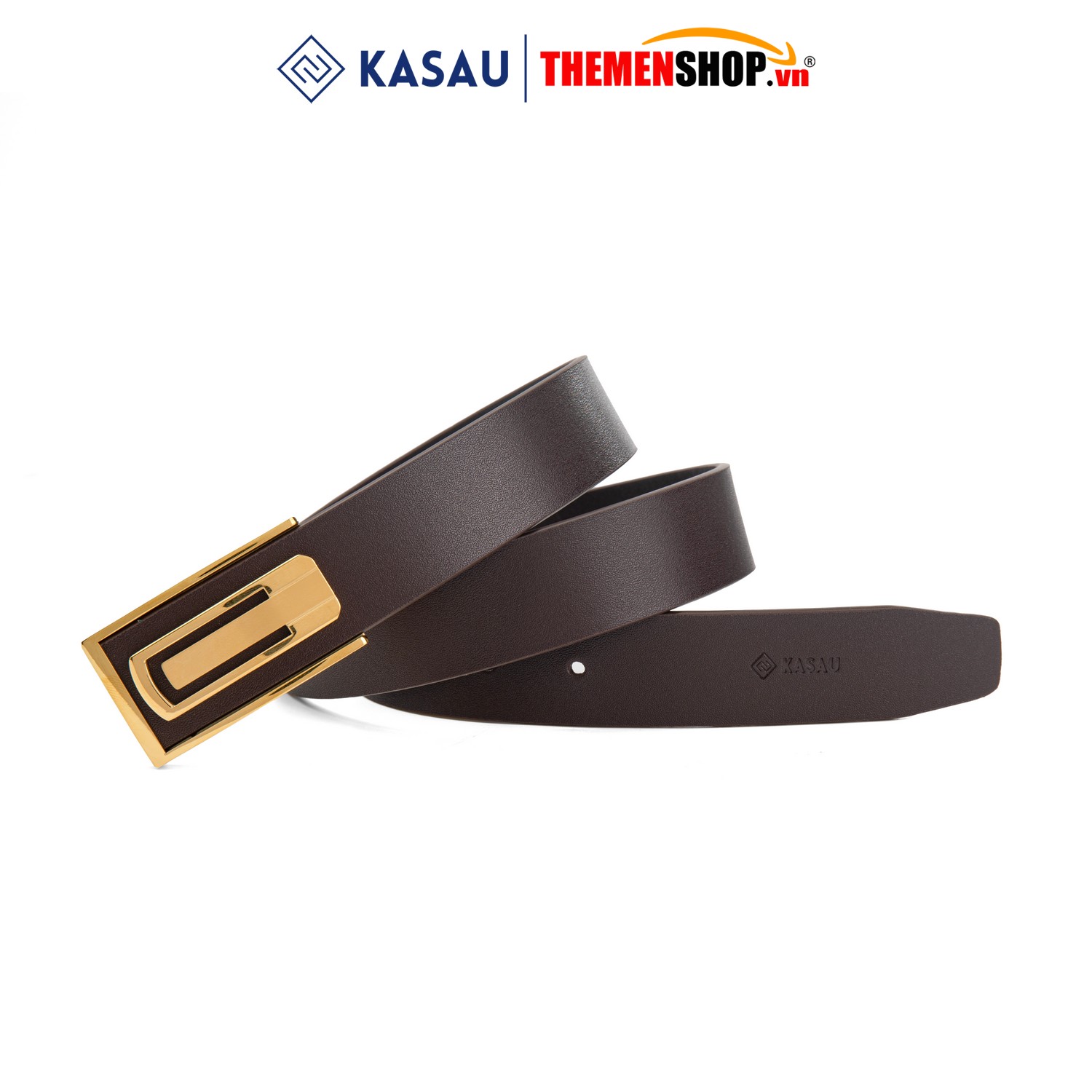 Dây thắt lưng nam hiệu KASAU khóa lỗ bản 3.4cm KS05KL34