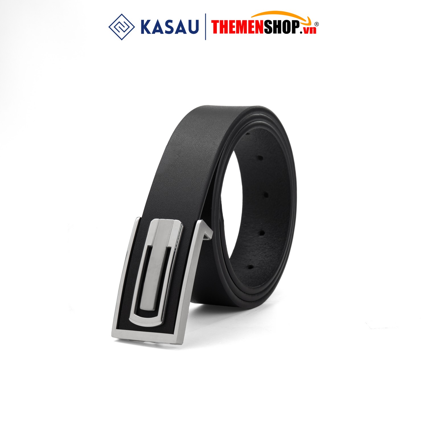 Dây thắt lưng nam hiệu KASAU khóa lỗ bản 3.4cm KS05KL34