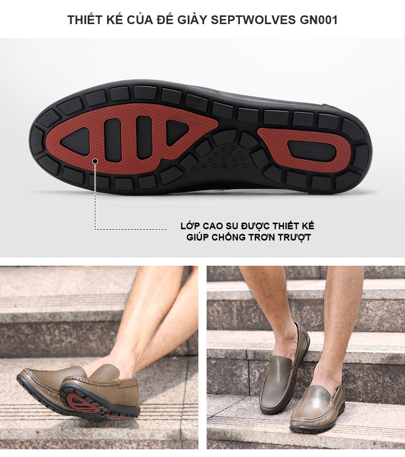 Giày lười nam cao cấp hiệu Septwolves phong cách thời trang GN001