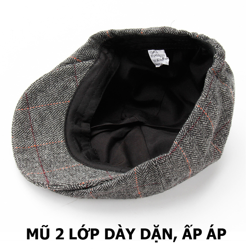 Mũ bere nam có núm phong cách cổ điển BR054