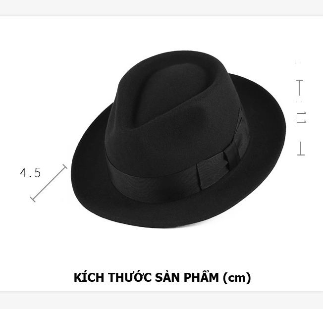 Mũ phớt nam lông cừu sang trọng vành 4.5cm MP020