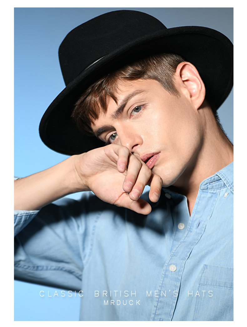 Mũ phớt len lông cừu hiệu Mr Duck vành 6.5cm MP039