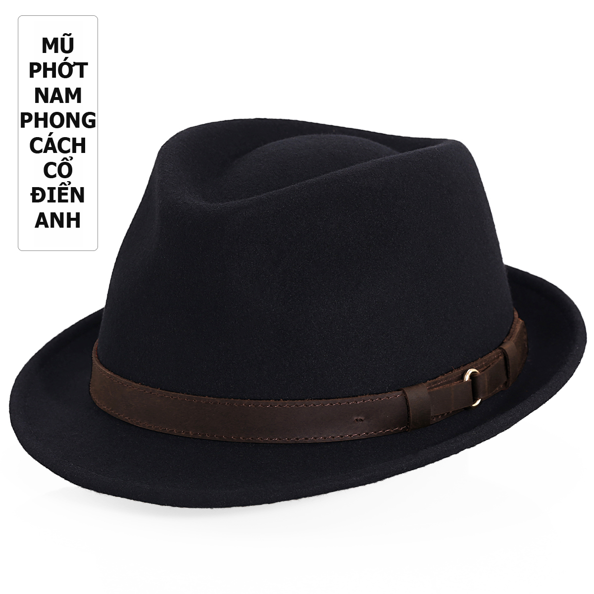 Mũ phớt nam viền da phong cách cổ điển Anh MP042