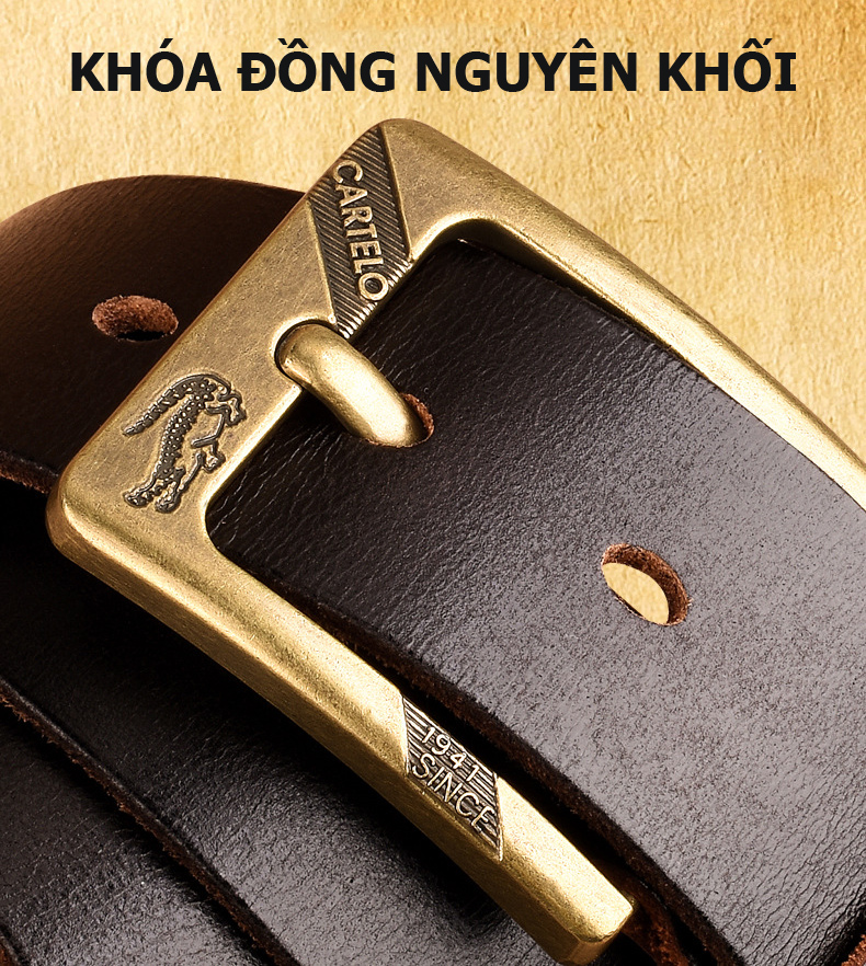 Thắt lưng nam khóa đồng nguyên khối hiệu Cartelo CTL-KD01