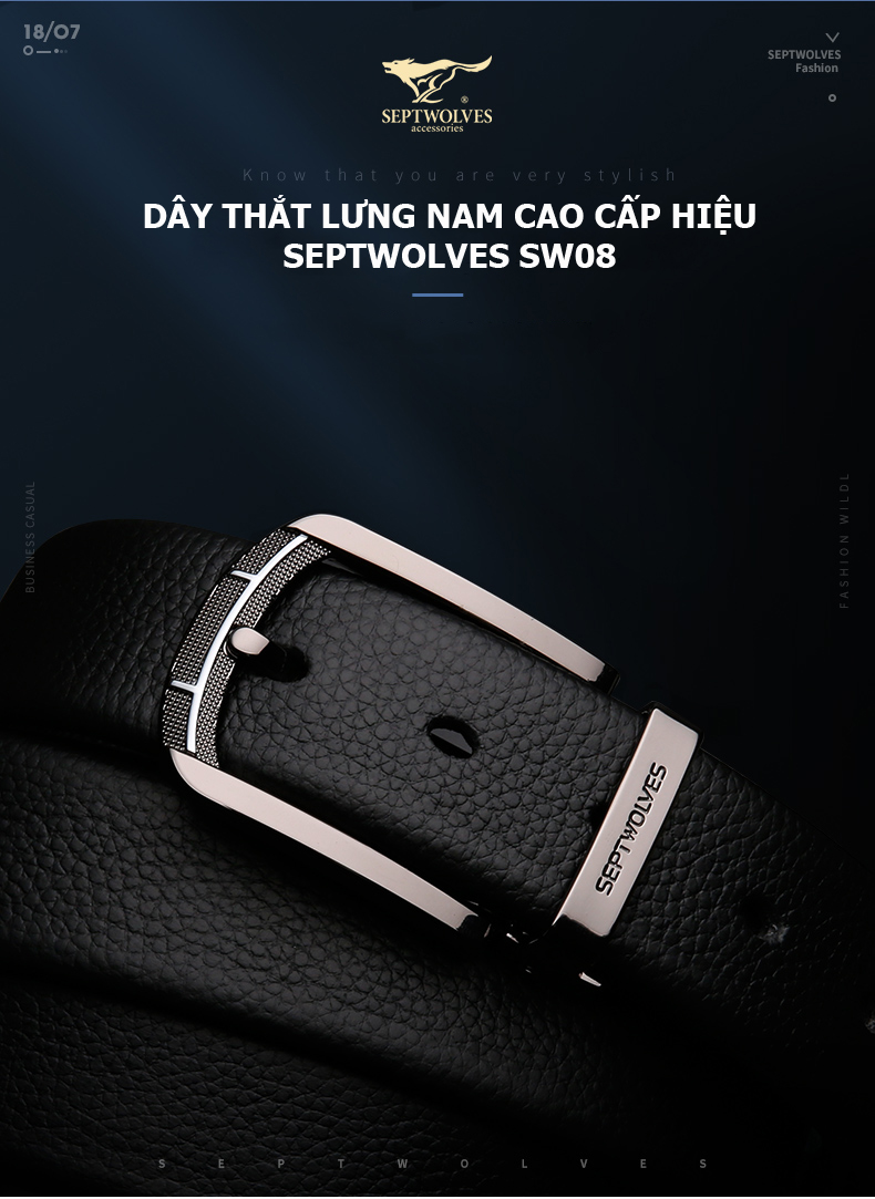 Dây lưng nam hiệu Septwolves SW08 phong cách doanh nhân