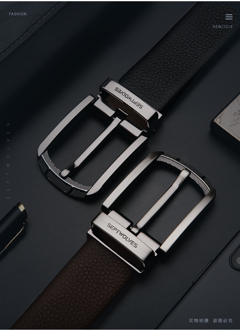 Dây lưng nam hiệu Septwolves SW08 phong cách doanh nhân