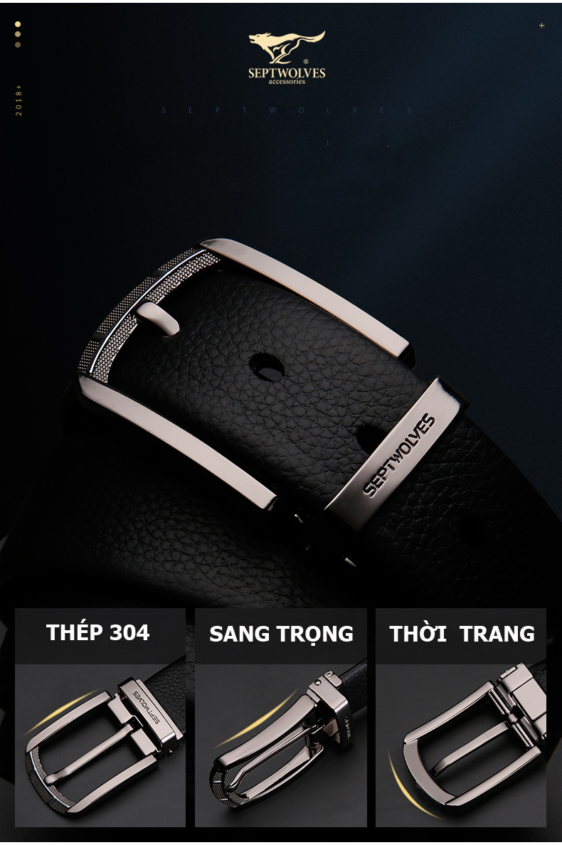 Dây lưng nam hiệu Septwolves SW08 phong cách doanh nhân