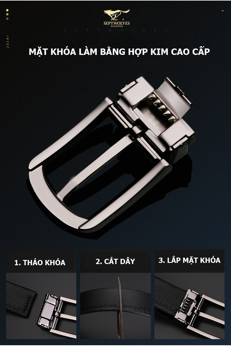Dây lưng nam hiệu Septwolves SW08 phong cách doanh nhân