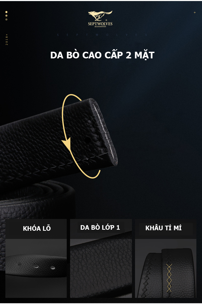 Dây lưng nam hiệu Septwolves SW08 phong cách doanh nhân