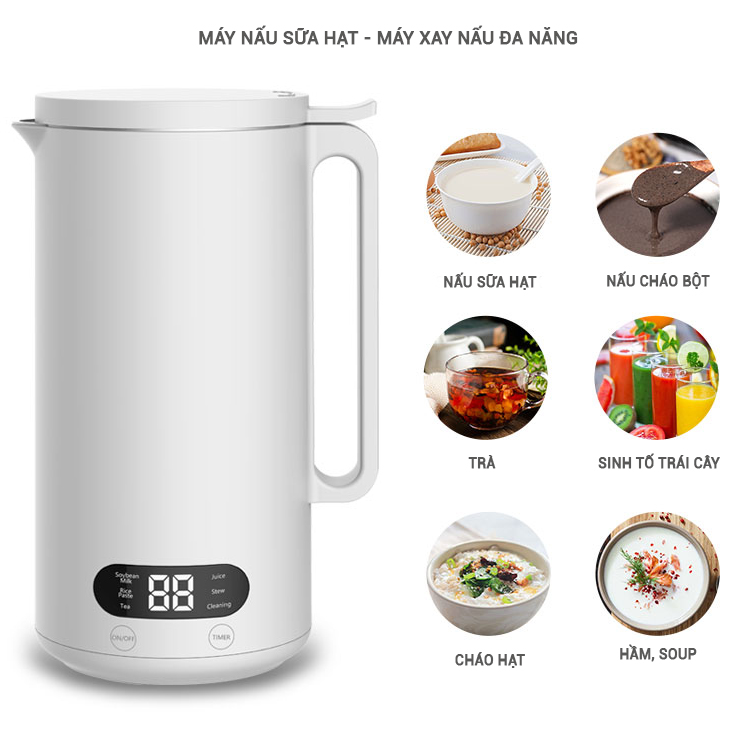 Máy làm Sữa Hạt Mini - Máy Xay Nấu Đa Năng (Xay sinh tố trái cây, Nấu cháo, hầm, Sữa Hạt, Sữa Đậu Nành…)