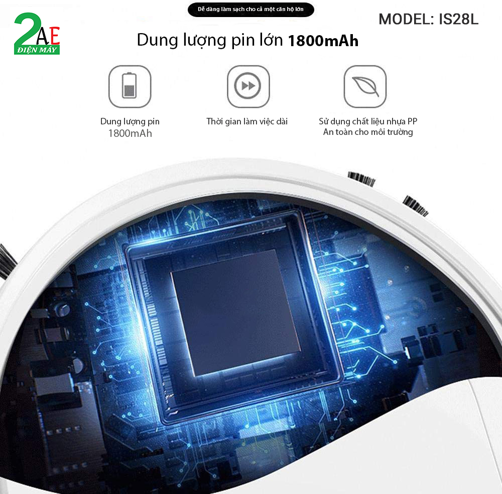 Robot hút bụi kèm chổi quét, Sạc pin qua cổng USB