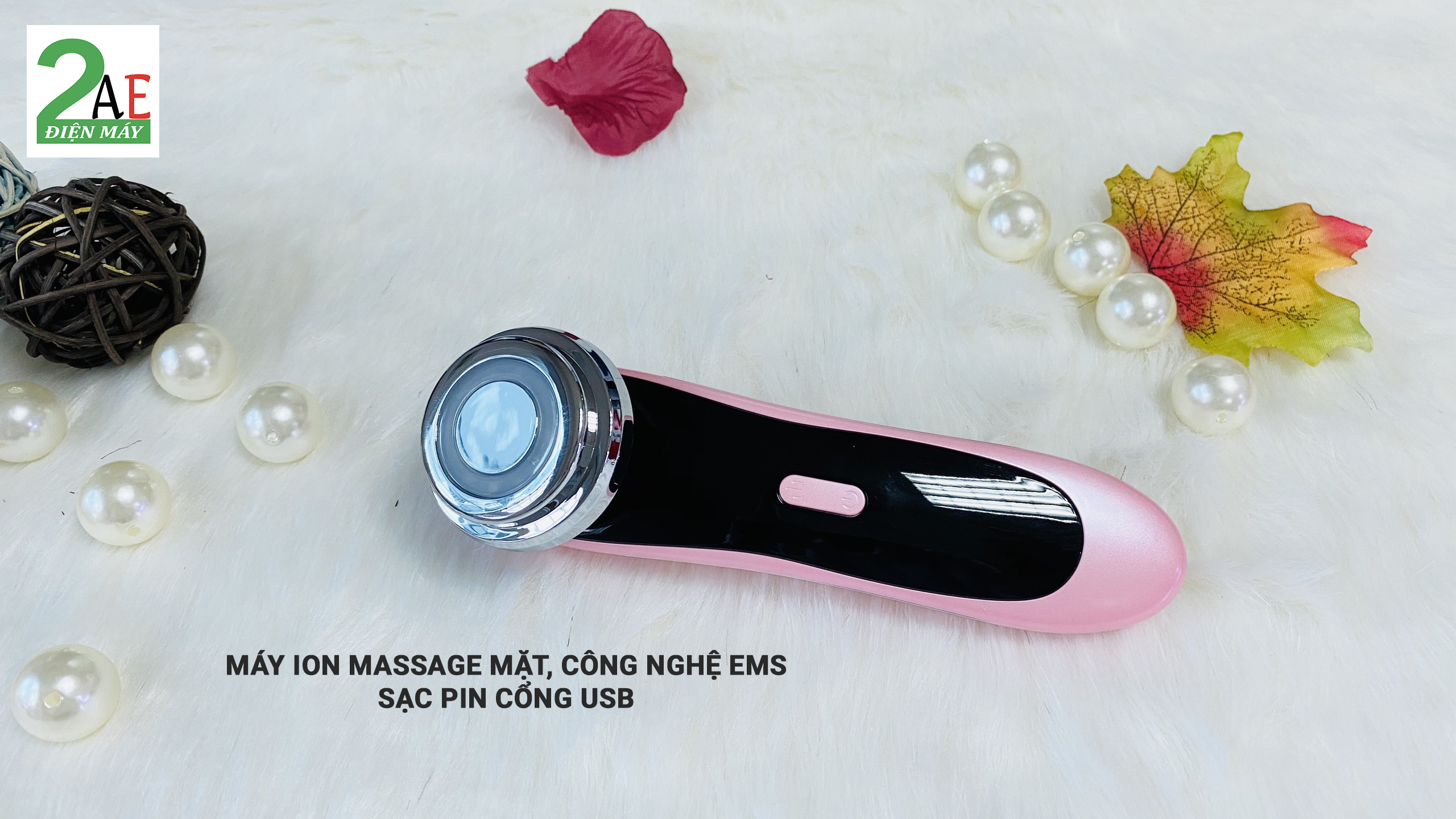 Máy ion massage mặt cao cấp, xung điện EMS Qige, sạc pin cổng USB