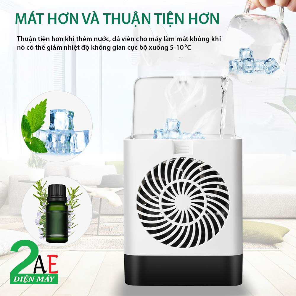 Quạt làm mát không khí bằng hơi nước mini, tích hợp phun sương, làm ẩm không khí