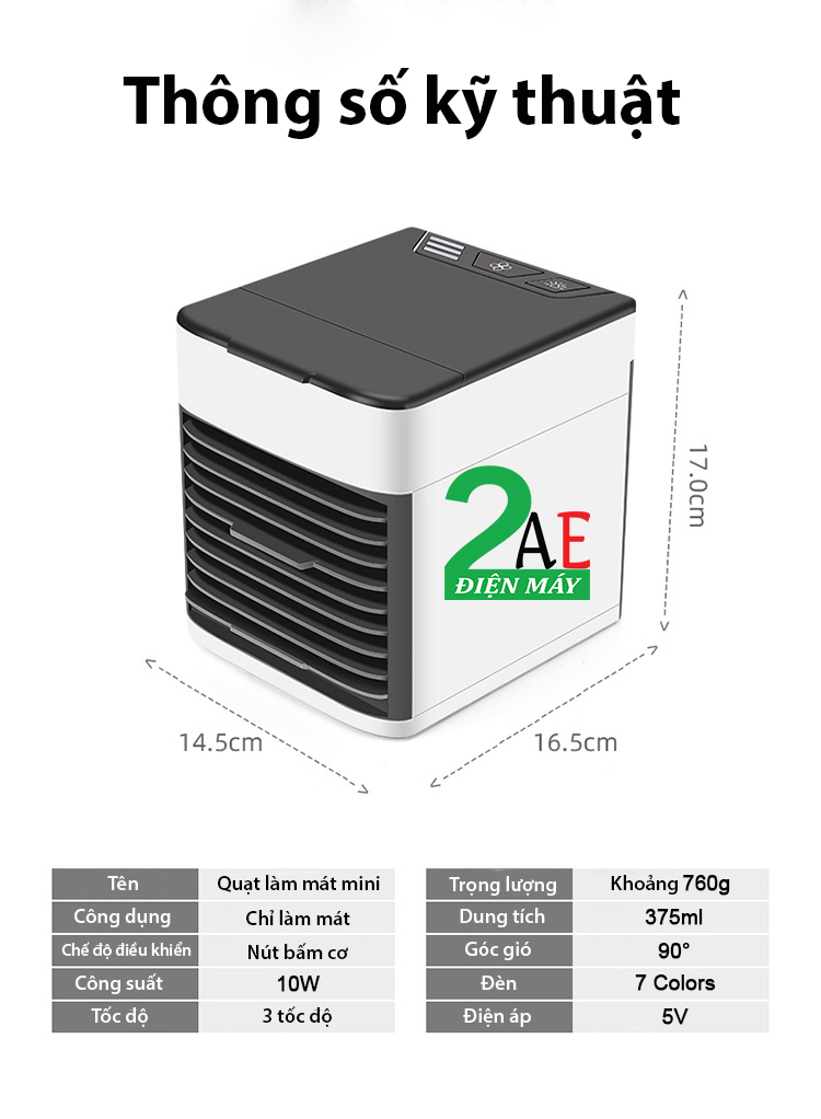 Quạt làm mát không khí bằng hơi nước mini có đèn