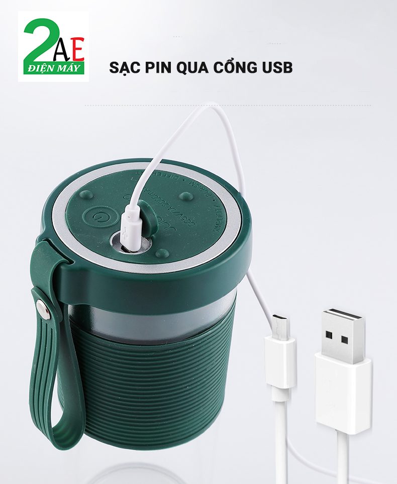 Máy xay sinh tố cầm tay Guqi, 3 lưỡi xay, sạc pin cổng USB