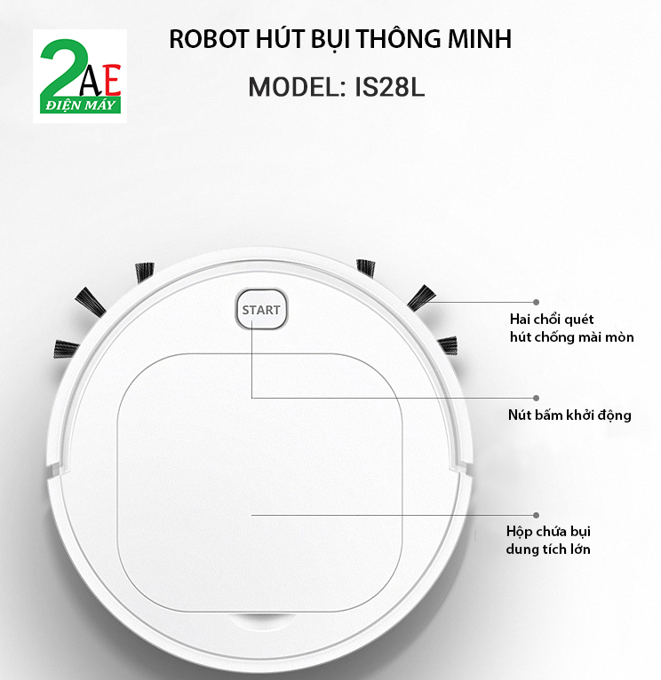 Robot hút bụi kèm chổi quét, Sạc pin qua cổng USB