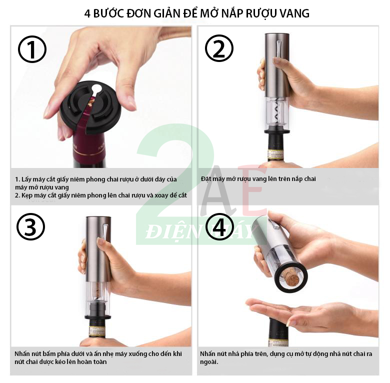 Dụng cụ mở rượu vang tự động 2 trong 1, Sạc pin cổng USB