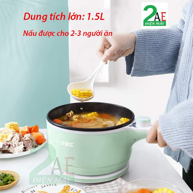 Nồi nấu điện đa năng mini 1.5L, đế cắm điện rời