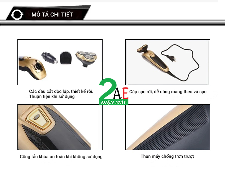 Máy cạo râu sạc pin đa năng 3 in 1 chống nước