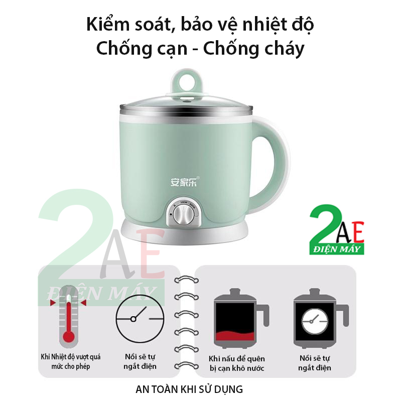 Nồi nấu điện đa năng mini 2L, đế cắm điện rời