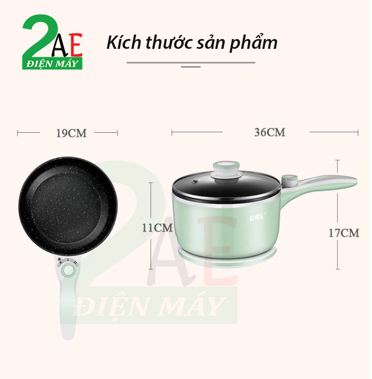 Nồi nấu điện đa năng mini 1.5L, đế cắm điện rời