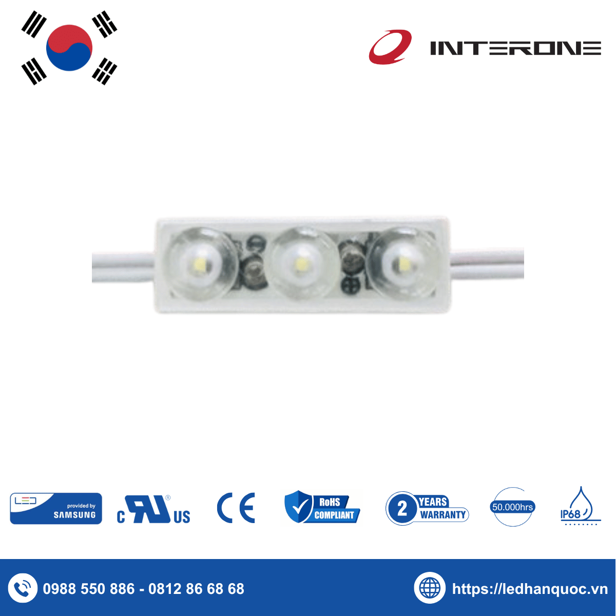 LED Module 3 bóng Interone-Z3T-V05-W-A6-048-1-11000K-SS2835