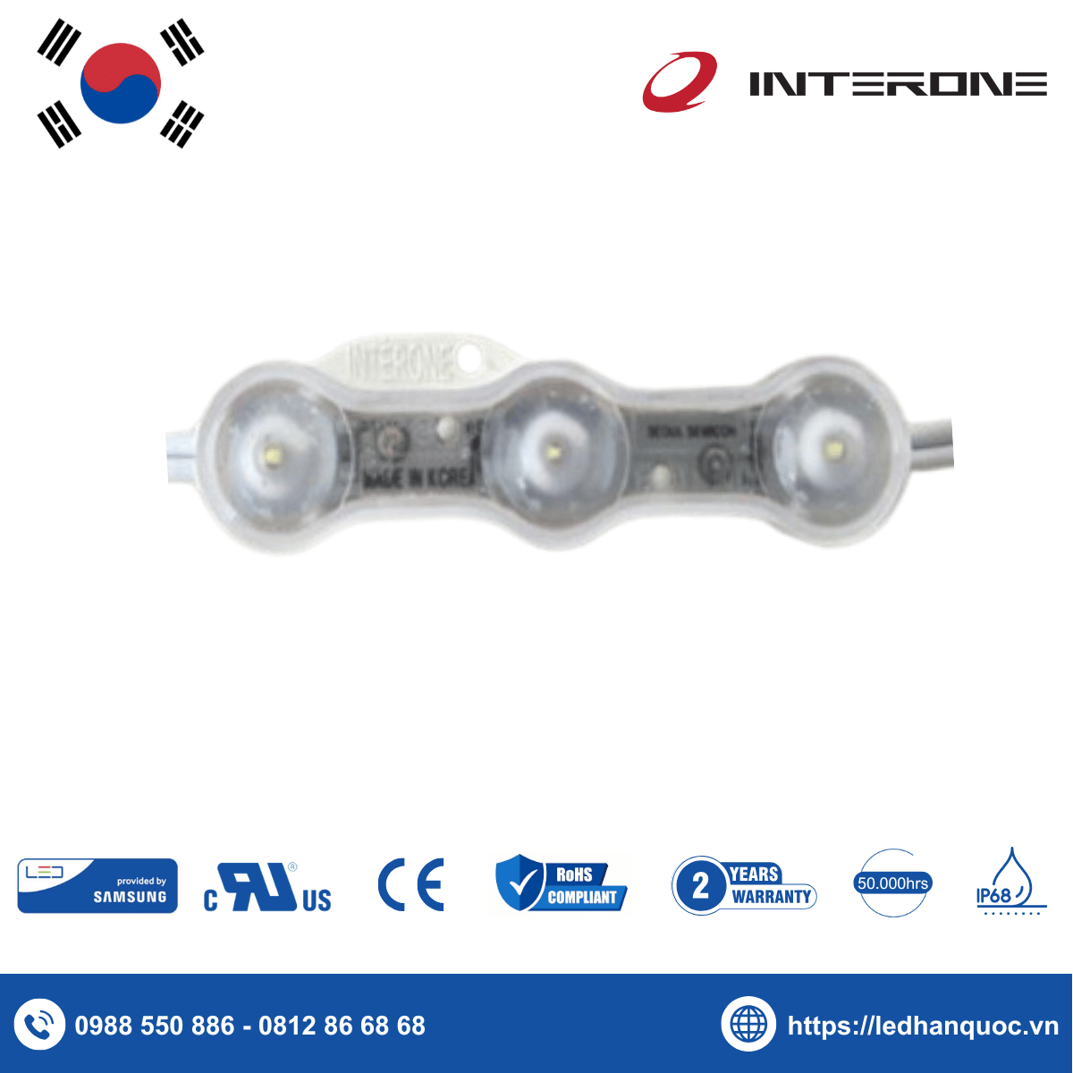 LED Module 3 bóng Interone-Z3U-V05-W-A7-100-1-10000K-SS2835