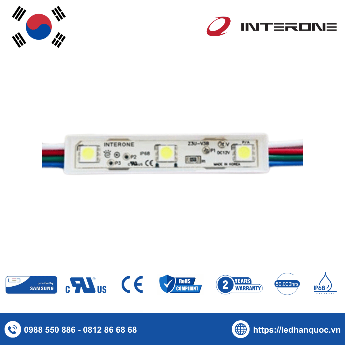 Z3u LED Module 3 bóng Interone-Z3U-V5F-F-A2-072-1-SS6060 | Led Hàn Quốc
