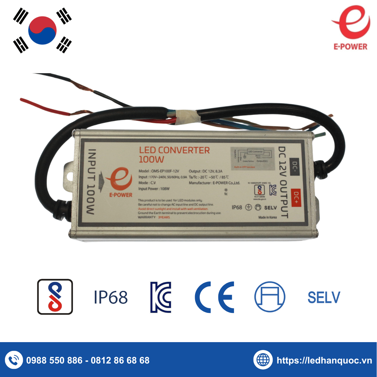 Nguồn Hàn Quốc E-Power 12V 100W