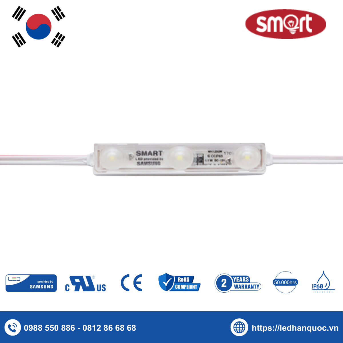 LED Module 3 bóng Smart-F3NP-SA11-CW-WH1350W (Flash Lens Type)