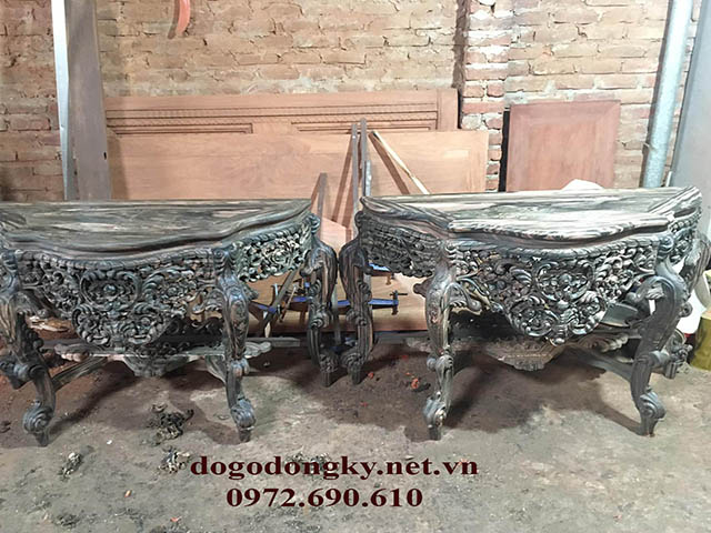 Bàn bán nguyệt gỗ mun