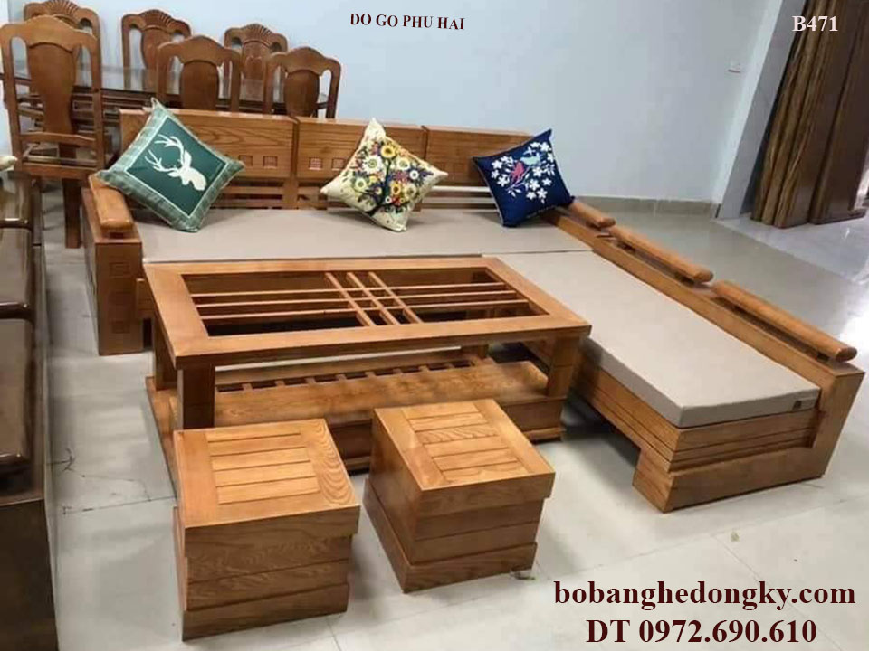 bàn ghế sofa gỗ bọc đệm