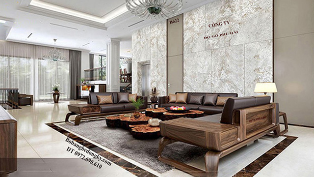 bàn ghế sofa gỗ có đệm