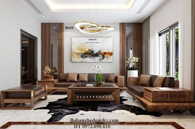 Bàn ghế sofa gỗ óc chó