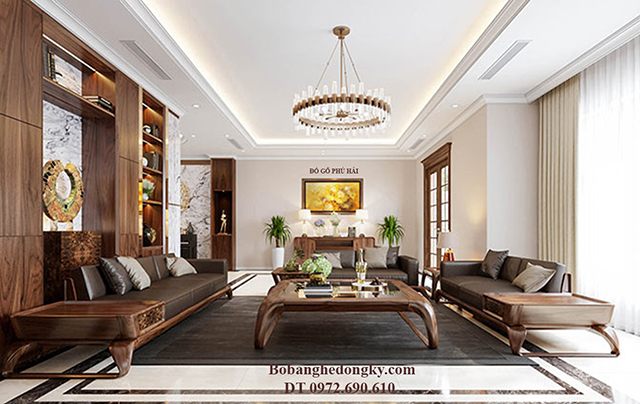 bàn ghế sofa gỗ óc chó đẹp