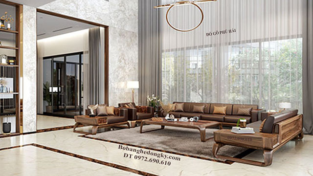 Bàn ghế sofa gỗ óc chó